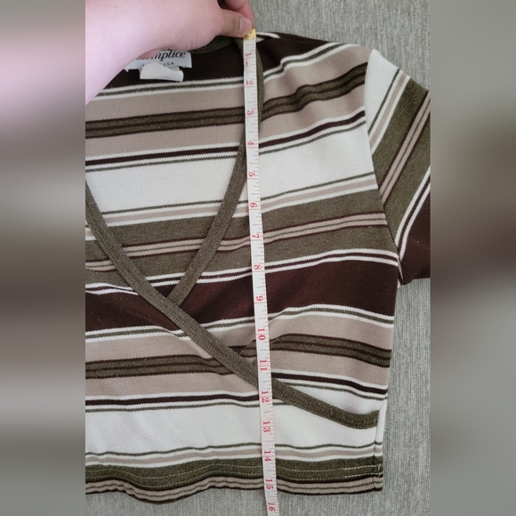 Y2K Accomplice Striped Front Wrap Crop Top - Picture 3 of 8